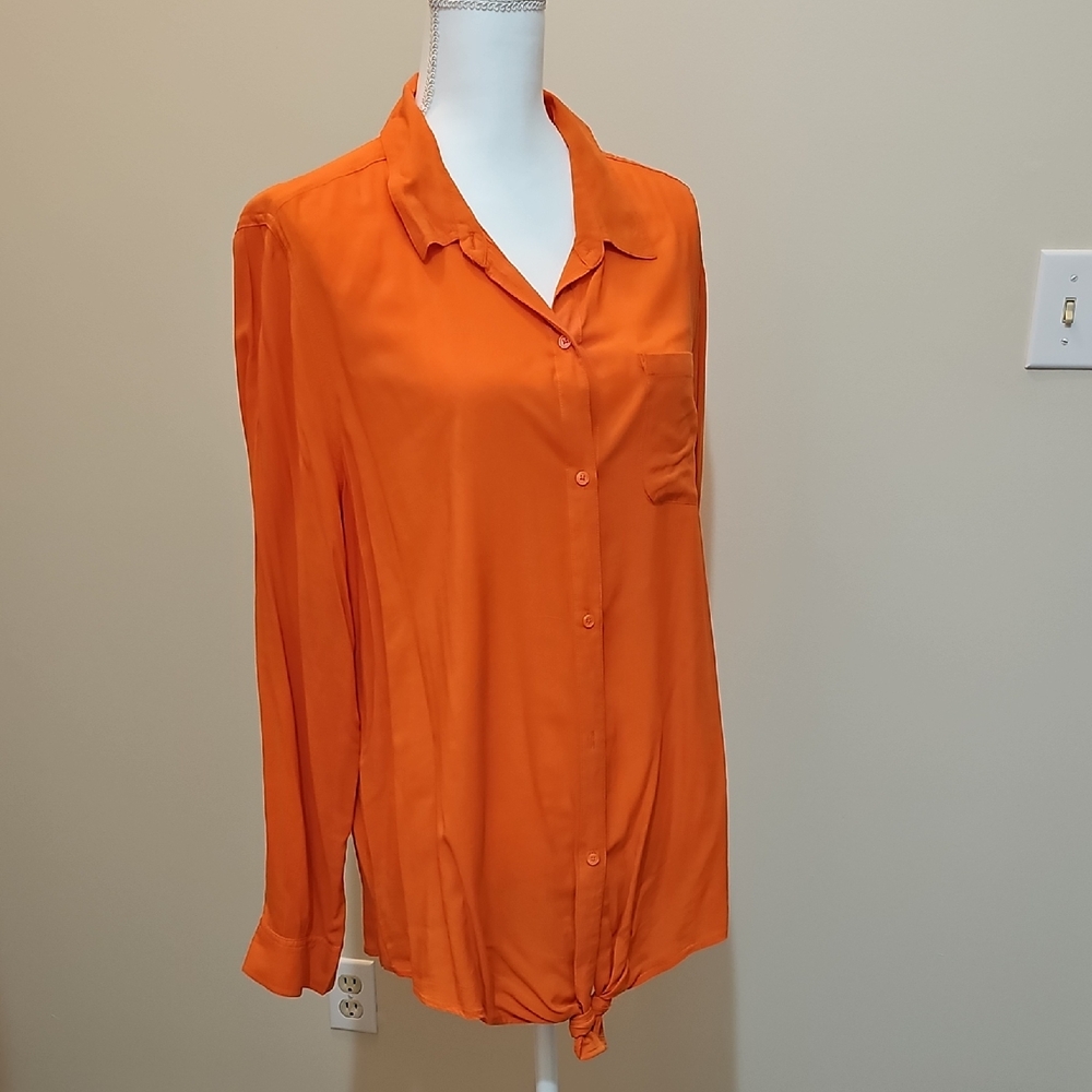 Old Navy Orange Notched Collar Button Down Shirt